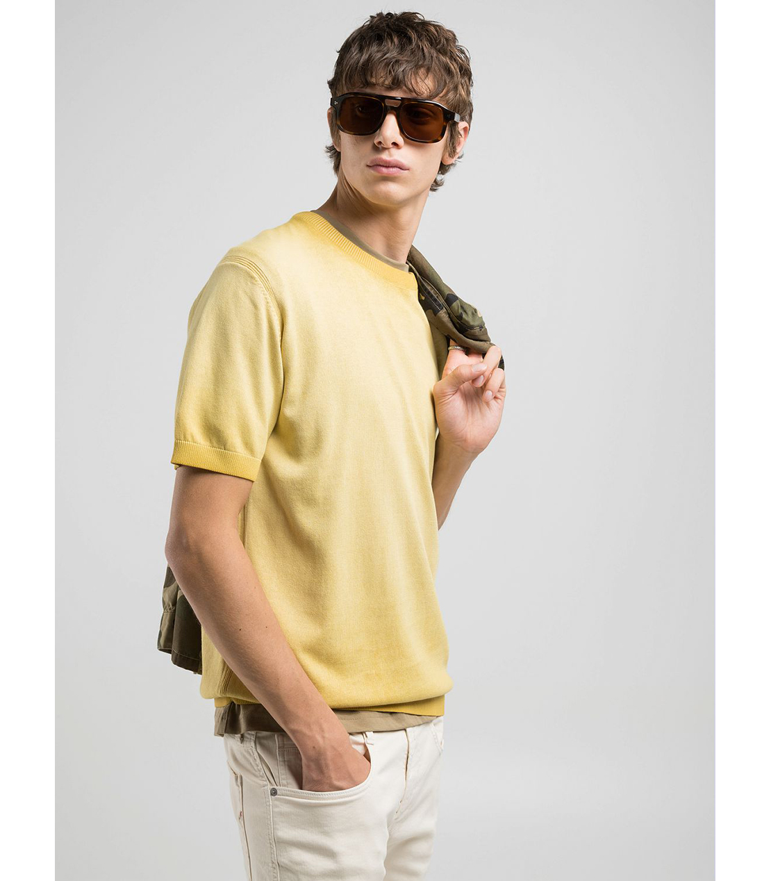 オンブレ ソフトコットン半袖ニット 詳細画像 トスカーナイエロー 4